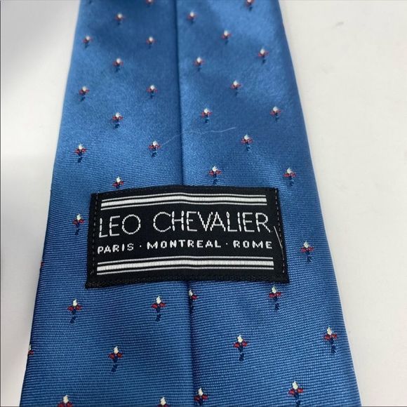 VINTAGE LEO CHEVALIER | Blue Polyester Tie - Picture 2 of 5
